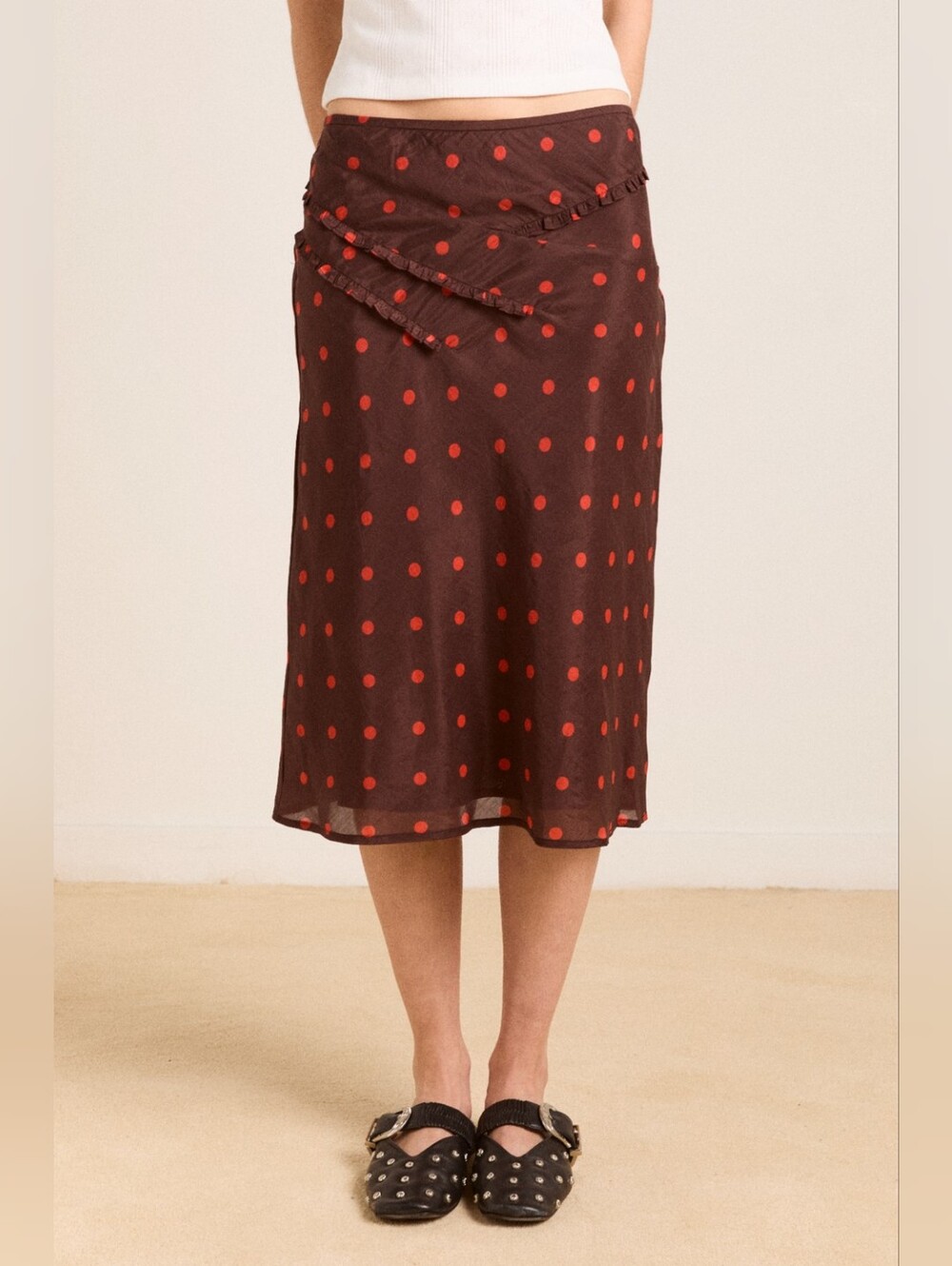 Damson Madder Octavia Skirt - Burgundy Spot EU Size 10/ US Size 6